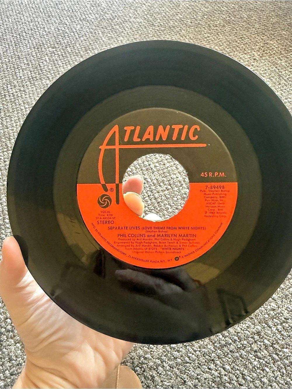 Atlantic I Don't Wanna Know / Separate Lives 45 RPM Vinyl